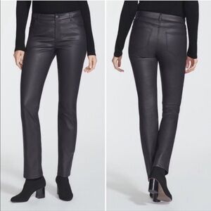 Lafayette 148 New York Jeans Thompson Wax Coated Faux Leahter BLack Moto Bomber